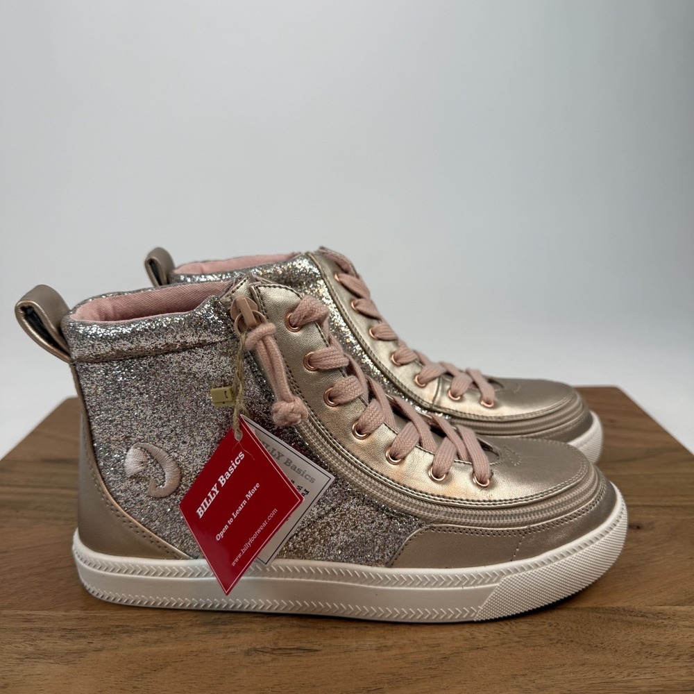 New Big Kids Unisex Billy Classic Lace High Rose Gold Sneakers Unicorn Shoe Sz 4